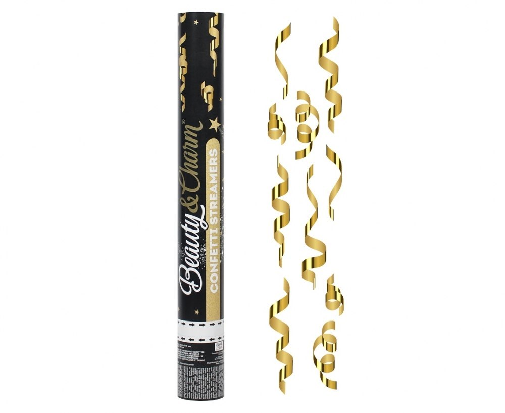 PNEUMATIC CONFETTI B&C STREAMERS, GOLD, 40 CM GODAN